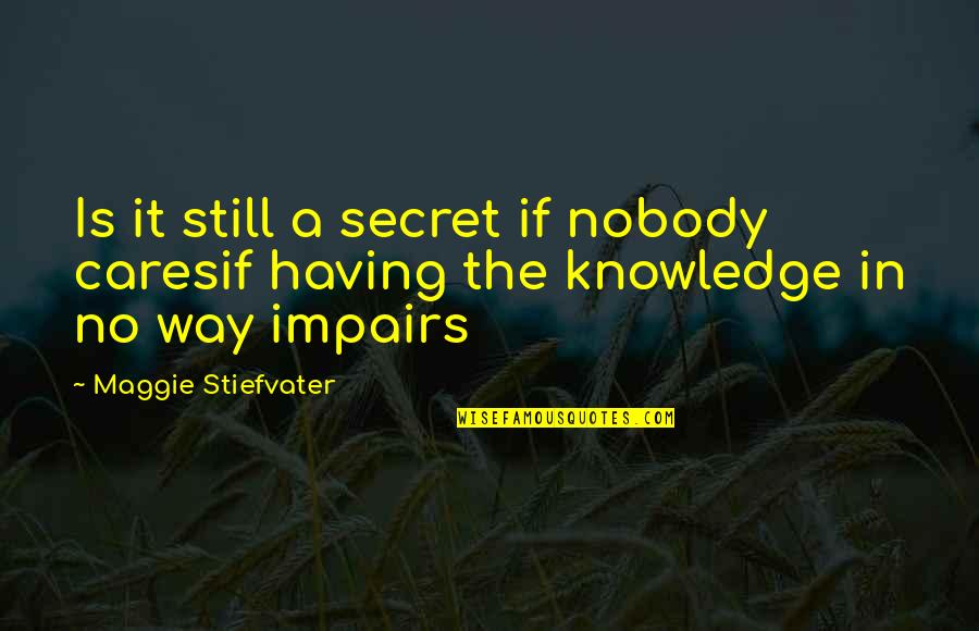 Randy Thom Quotes By Maggie Stiefvater: Is it still a secret if nobody caresif