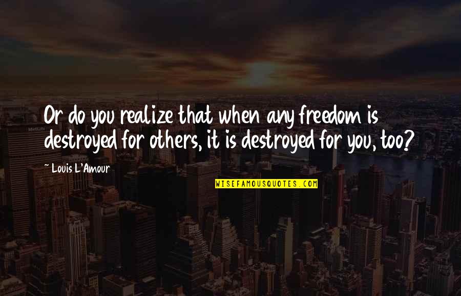 Ranganathan Quotes By Louis L'Amour: Or do you realize that when any freedom
