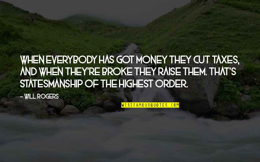 Rangoti Quotes By Will Rogers: When everybody has got money they cut taxes,