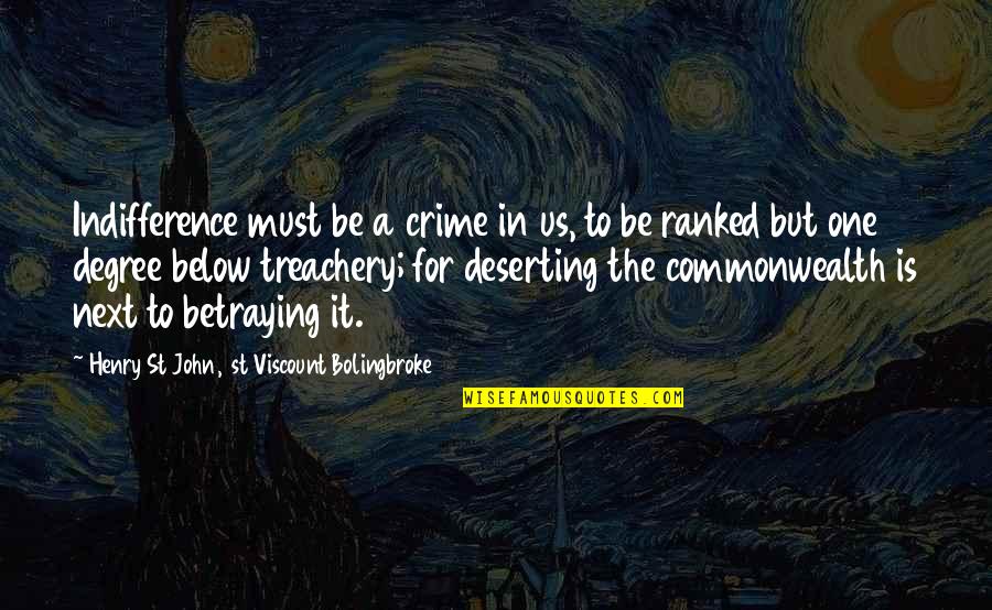 Ranked Quotes By Henry St John, 1st Viscount Bolingbroke: Indifference must be a crime in us, to Ranked Quotes By Henry St John, 1st Viscount Bolingbroke: Indifference must be a crime in us, to