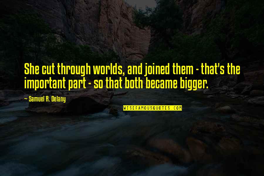 Rankert Rd Quotes By Samuel R. Delany: She cut through worlds, and joined them - Rankert Rd Quotes By Samuel R. Delany: She cut through worlds, and joined them -