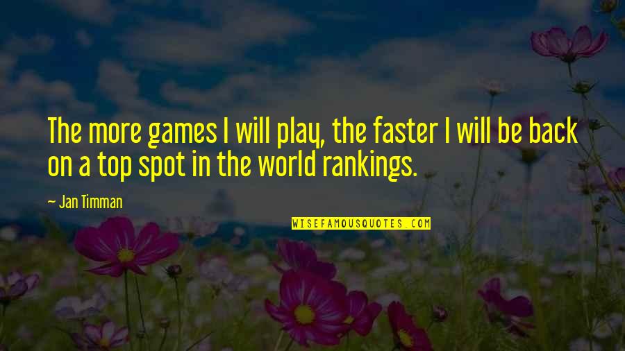 Rankings Quotes By Jan Timman: The more games I will play, the faster