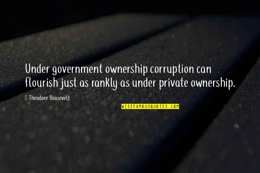Rankly Quotes By Theodore Roosevelt: Under government ownership corruption can flourish just as