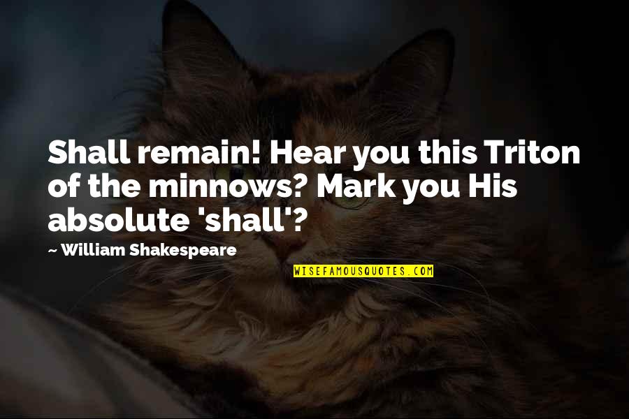 Rantos Plakakia Quotes By William Shakespeare: Shall remain! Hear you this Triton of the Rantos Plakakia Quotes By William Shakespeare: Shall remain! Hear you this Triton of the