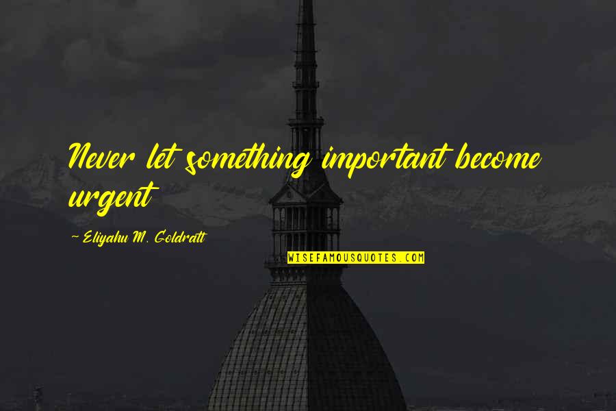 Rape From Politicians Quotes By Eliyahu M. Goldratt: Never let something important become urgent Rape From Politicians Quotes By Eliyahu M. Goldratt: Never let something important become urgent
