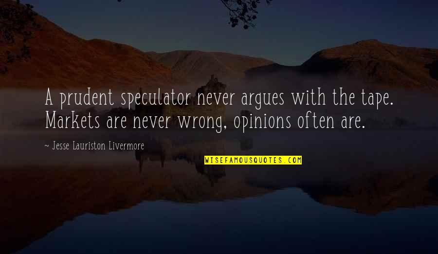 Rape Of Nanking Quotes By Jesse Lauriston Livermore: A prudent speculator never argues with the tape.