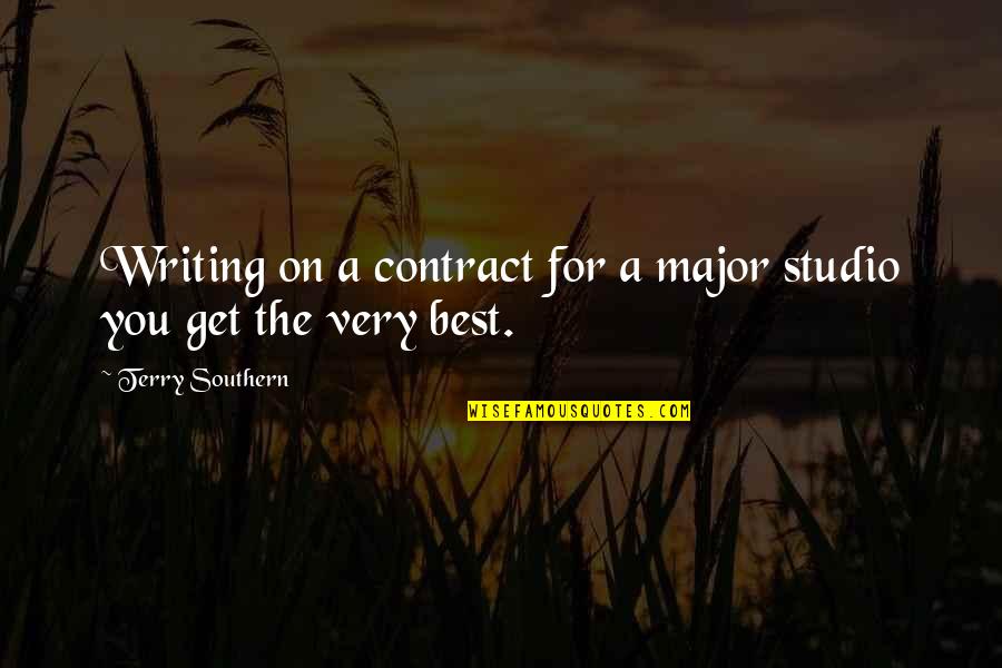 Rape Victim Tattoo Quotes By Terry Southern: Writing on a contract for a major studio