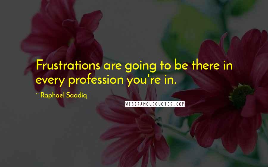 Raphael Saadiq quotes: Frustrations are going to be there in every profession you're in.