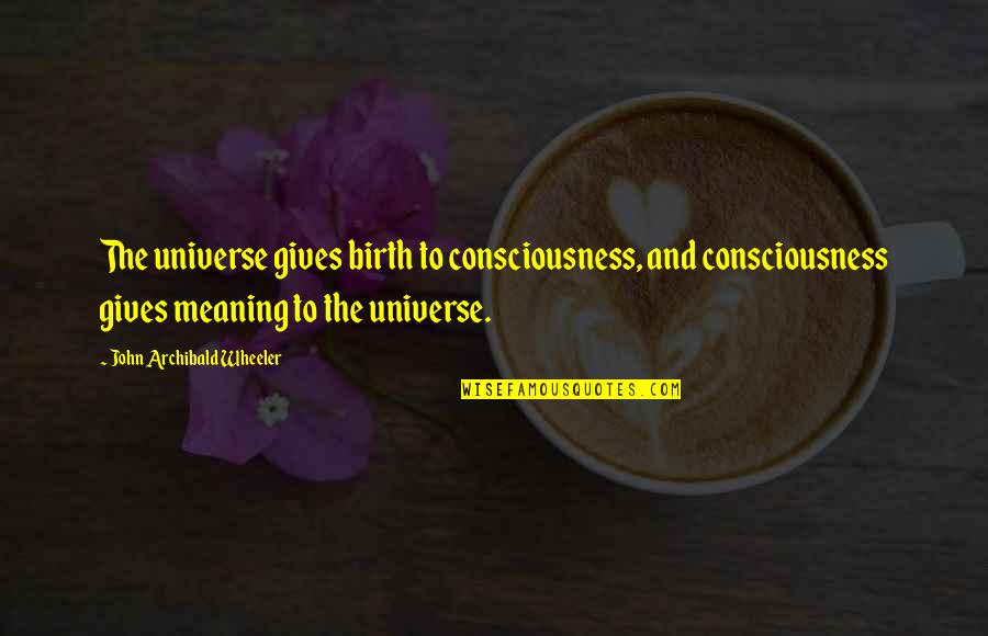 Rapping Song Quotes By John Archibald Wheeler: The universe gives birth to consciousness, and consciousness Rapping Song Quotes By John Archibald Wheeler: The universe gives birth to consciousness, and consciousness