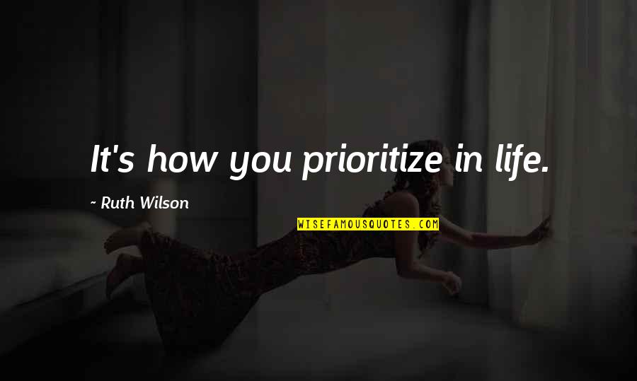 Rapture Related Quotes By Ruth Wilson: It's how you prioritize in life.