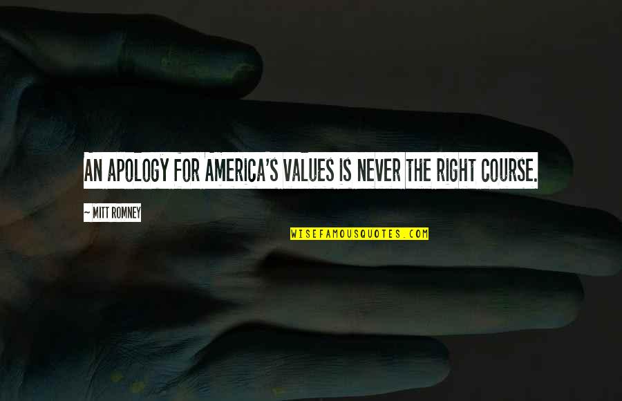 Raquette Quotes By Mitt Romney: An apology for America's values is never the