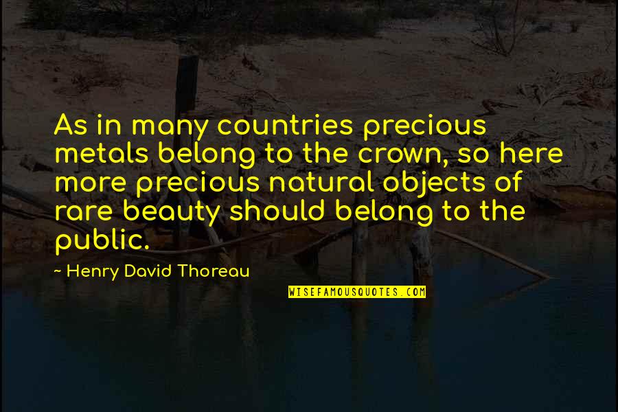 Rare Beauty Quotes By Henry David Thoreau: As in many countries precious metals belong to