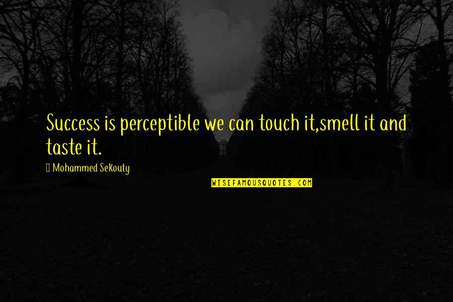 Rare Gem Quote Quotes By Mohammed Sekouty: Success is perceptible we can touch it,smell it
