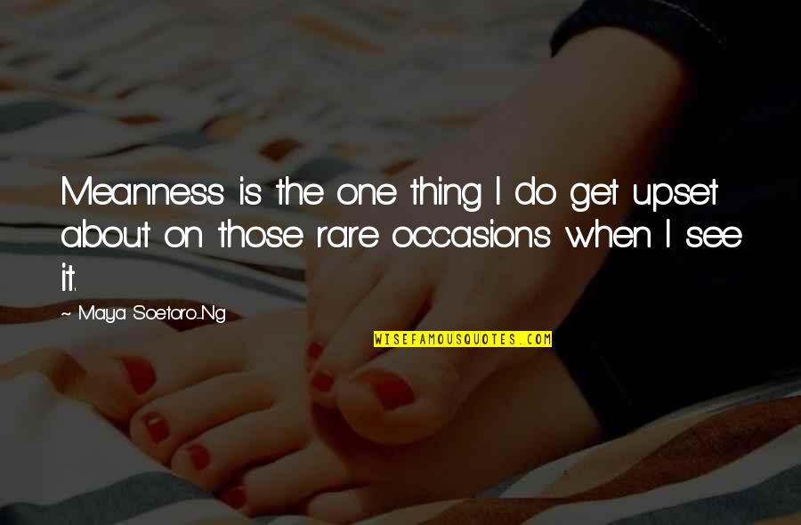 Rare Occasions Quotes By Maya Soetoro-Ng: Meanness is the one thing I do get