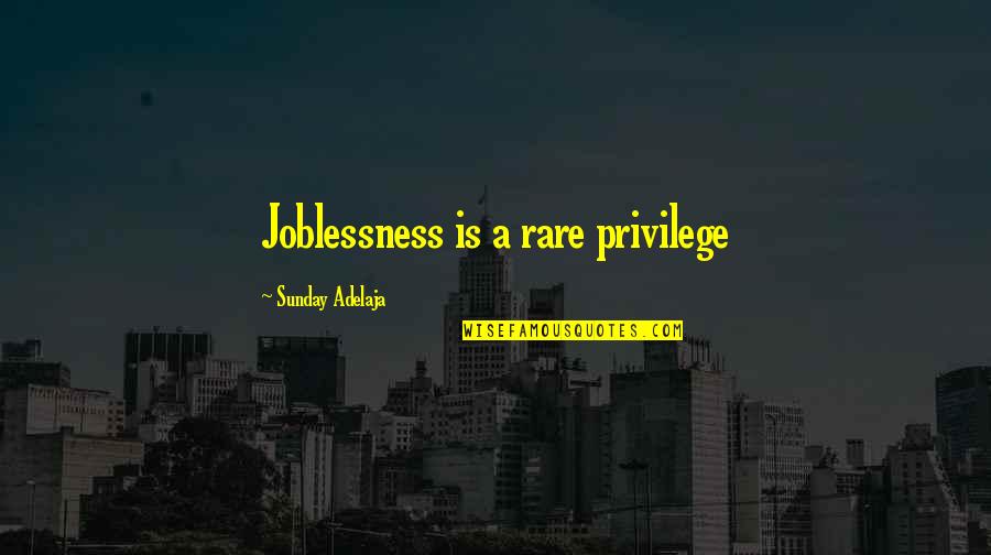 Rare People Quotes By Sunday Adelaja: Joblessness is a rare privilege