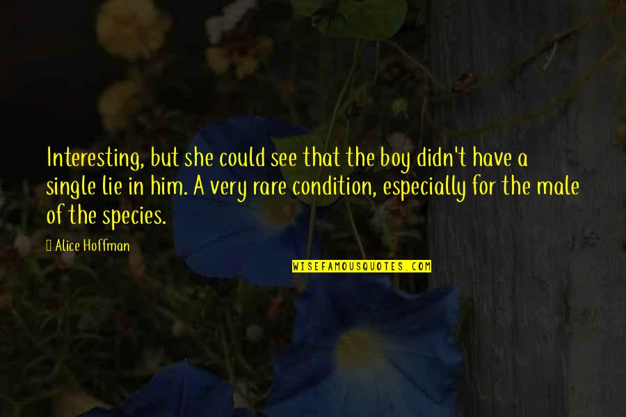 Rare Species Quotes By Alice Hoffman: Interesting, but she could see that the boy