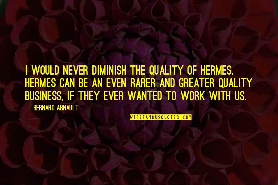 Rarer Quotes By Bernard Arnault: I would never diminish the quality of Hermes.