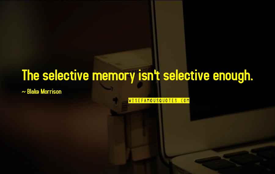 Raschka Exhibit Quotes By Blake Morrison: The selective memory isn't selective enough.