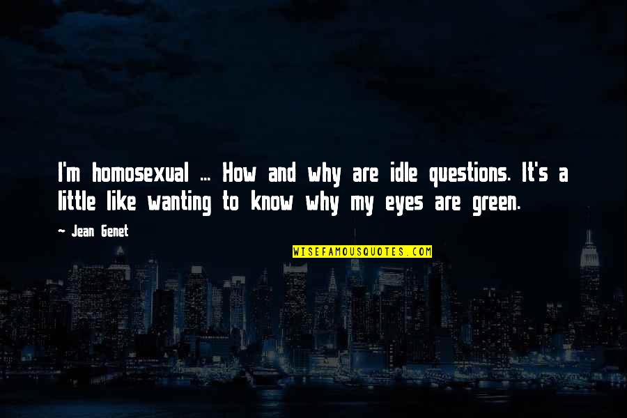 Raser Quotes By Jean Genet: I'm homosexual ... How and why are idle