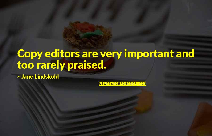 Rasheem Mcclain Quotes By Jane Lindskold: Copy editors are very important and too rarely Rasheem Mcclain Quotes By Jane Lindskold: Copy editors are very important and too rarely