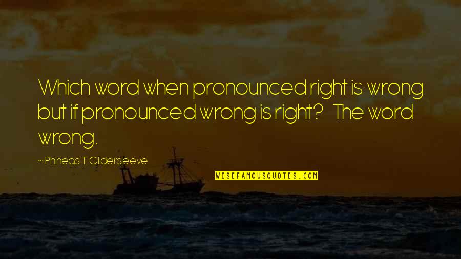 Rasheem Mcclain Quotes By Phineas T. Gildersleeve: Which word when pronounced right is wrong but Rasheem Mcclain Quotes By Phineas T. Gildersleeve: Which word when pronounced right is wrong but