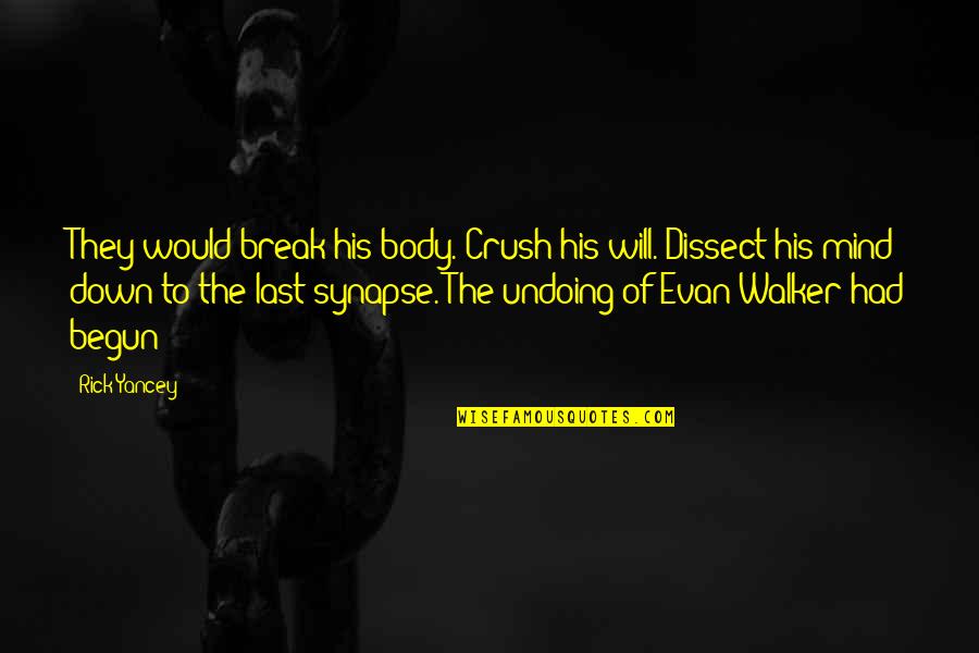 Rashkovan Quotes By Rick Yancey: They would break his body. Crush his will. Rashkovan Quotes By Rick Yancey: They would break his body. Crush his will.
