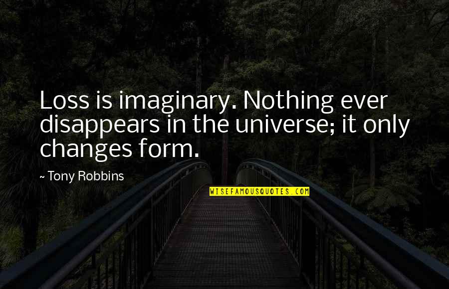 Rasnic Veterinary Quotes By Tony Robbins: Loss is imaginary. Nothing ever disappears in the