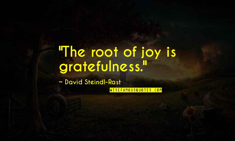 Rast Quotes By David Steindl-Rast: "The root of joy is gratefulness." Rast Quotes By David Steindl-Rast: "The root of joy is gratefulness."