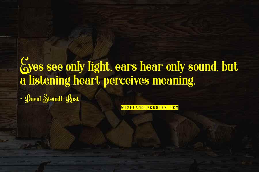 Rast Quotes By David Steindl-Rast: Eyes see only light, ears hear only sound, Rast Quotes By David Steindl-Rast: Eyes see only light, ears hear only sound,
