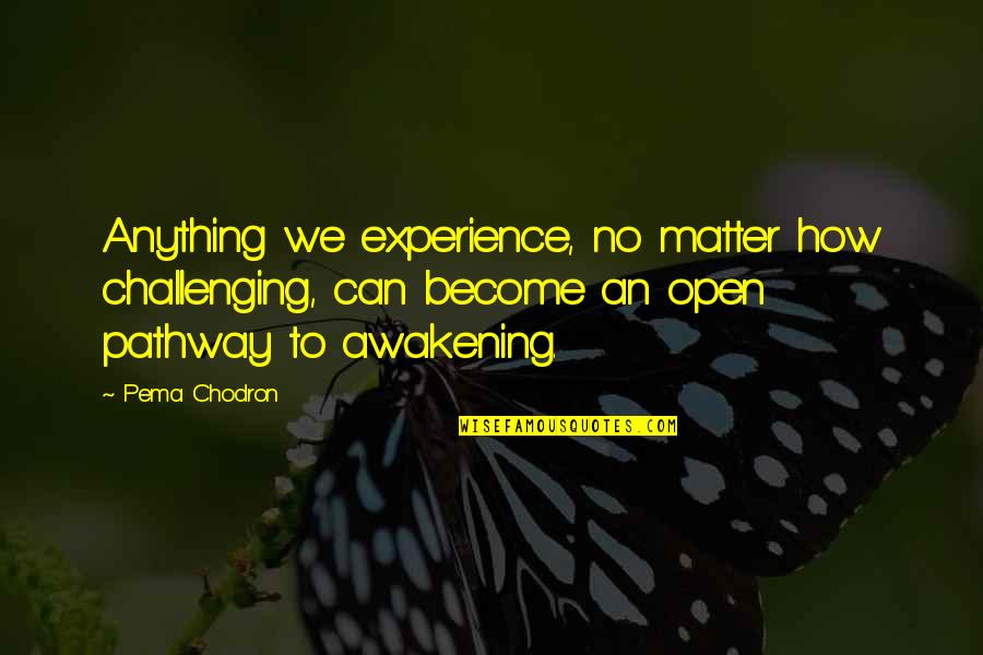 Ratcliffe Elementary Quotes By Pema Chodron: Anything we experience, no matter how challenging, can