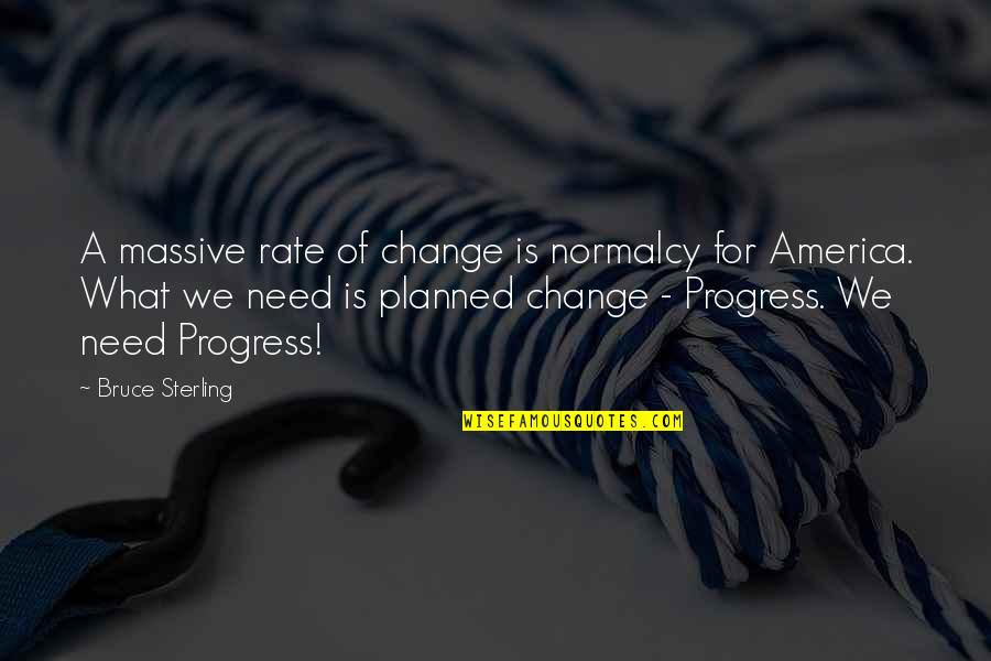 Rate Of Change Quotes By Bruce Sterling: A massive rate of change is normalcy for