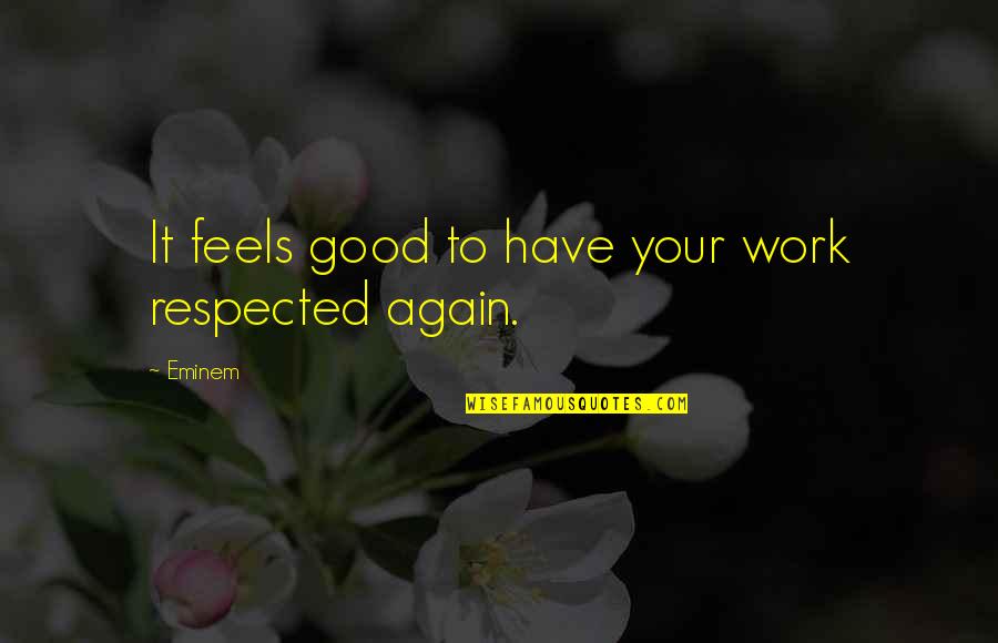 Rathborne Park Quotes By Eminem: It feels good to have your work respected