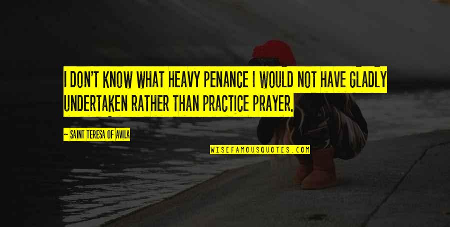 Rather Not Know Quotes By Saint Teresa Of Avila: I don't know what heavy penance I would