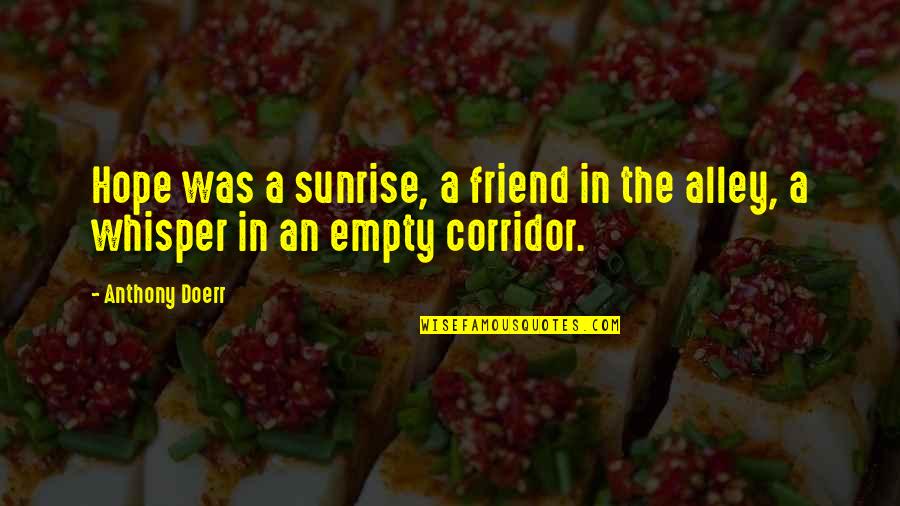 Rationalism Intellect Quotes By Anthony Doerr: Hope was a sunrise, a friend in the