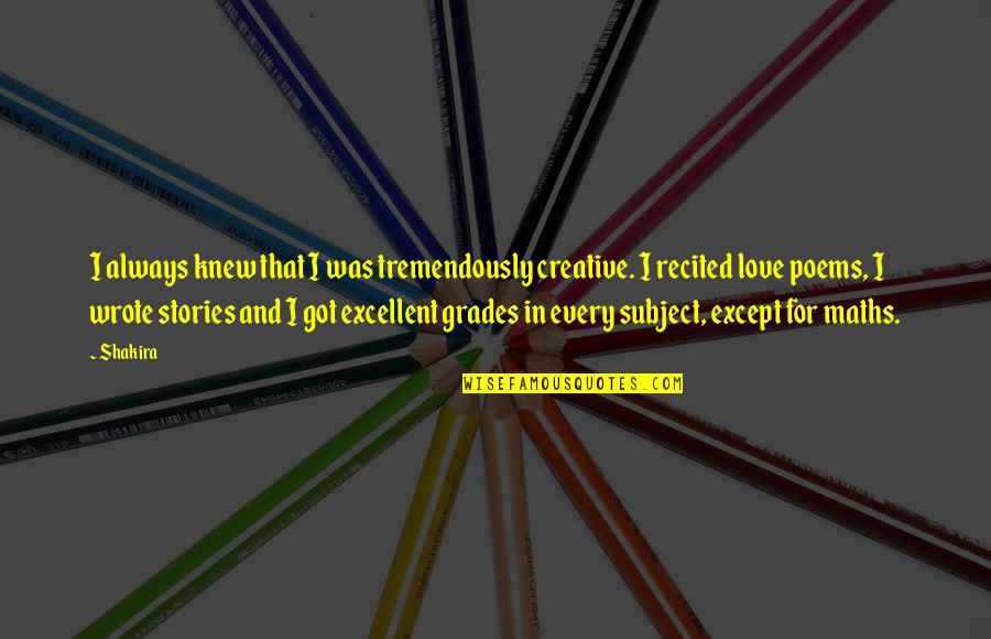 Rationnels Quotes By Shakira: I always knew that I was tremendously creative.