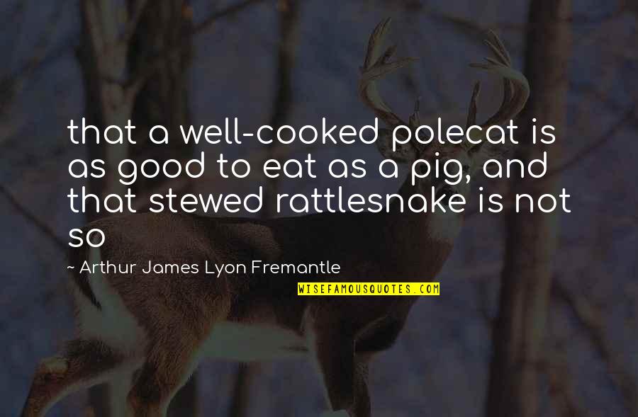 Rattlesnake Quotes By Arthur James Lyon Fremantle: that a well-cooked polecat is as good to