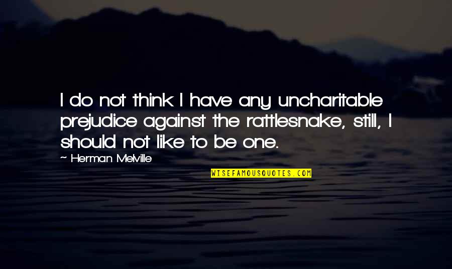 Rattlesnake Quotes By Herman Melville: I do not think I have any uncharitable