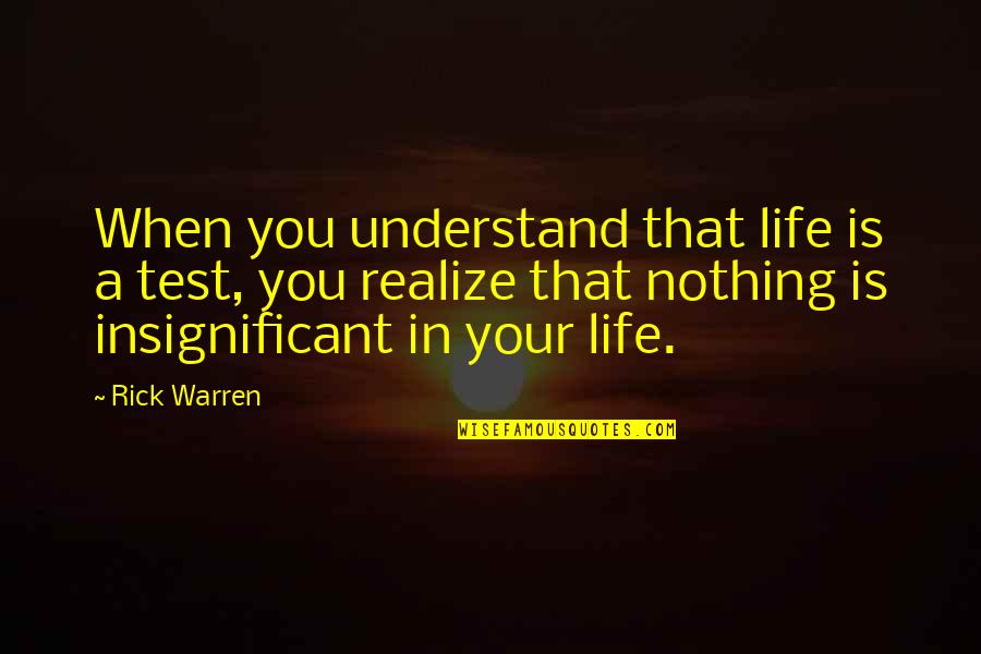 Raveling Quotes By Rick Warren: When you understand that life is a test,