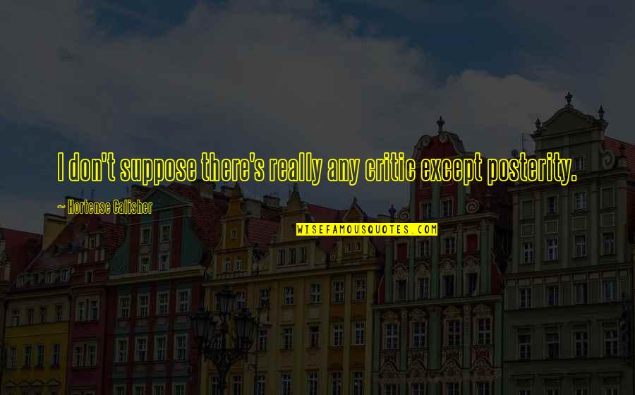 Ravello Stonebriar Quotes By Hortense Calisher: I don't suppose there's really any critic except