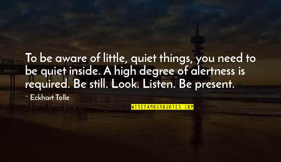 Raver Girl Quotes By Eckhart Tolle: To be aware of little, quiet things, you