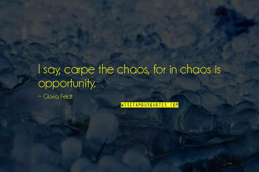 Ravnikar Quotes By Gloria Feldt: I say, carpe the chaos, for in chaos Ravnikar Quotes By Gloria Feldt: I say, carpe the chaos, for in chaos