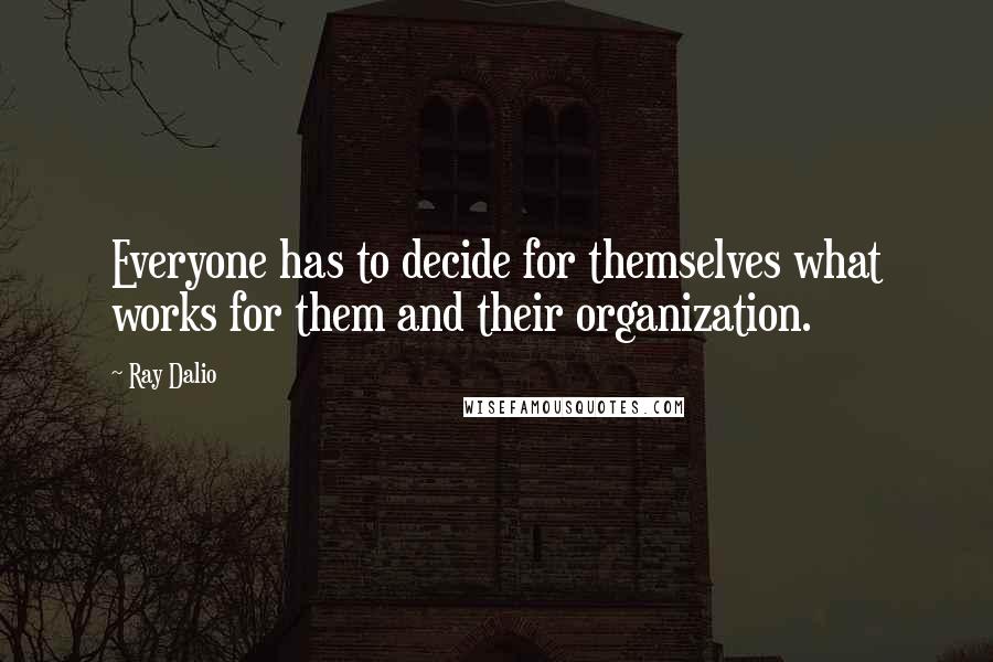 Ray Dalio quotes: Everyone has to decide for themselves what works for them and their organization. Ray Dalio quotes: Everyone has to decide for themselves what works for them and their organization.