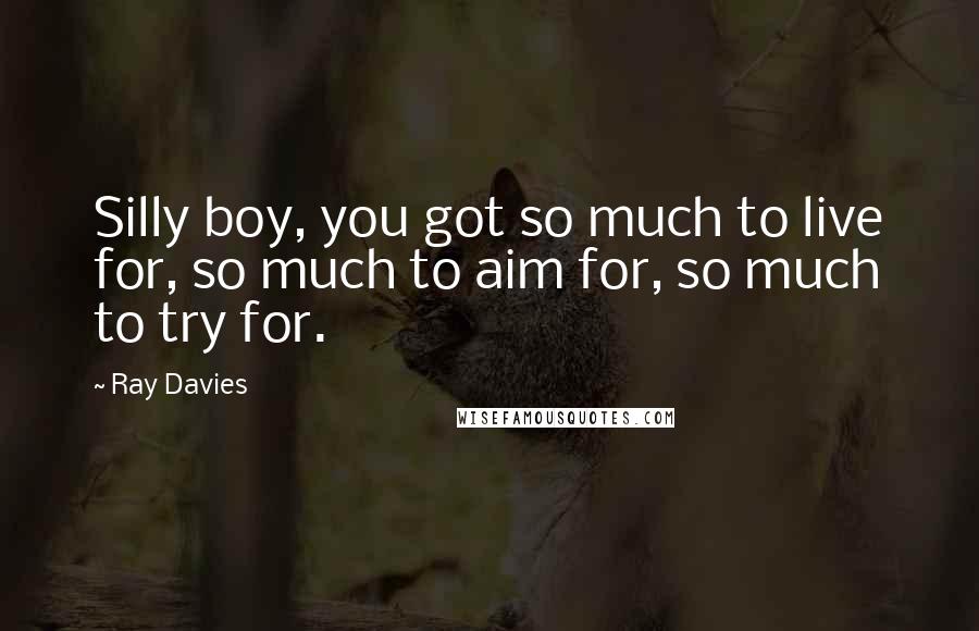 Ray Davies quotes: Silly boy, you got so much to live for, so much to aim for, so much to try for.