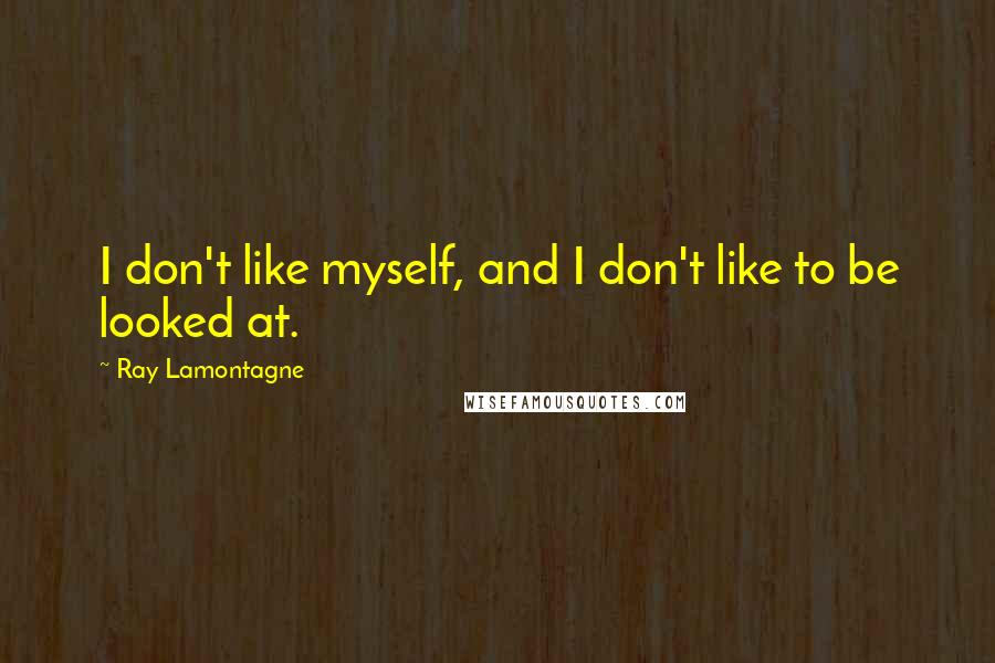 Ray Lamontagne quotes: I don't like myself, and I don't like to be looked at.