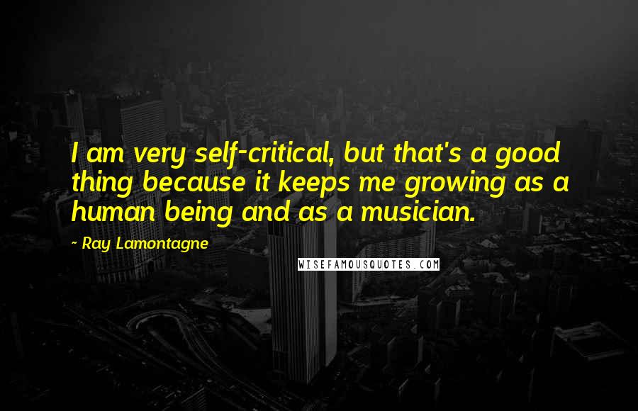 Ray Lamontagne quotes: I am very self-critical, but that's a good thing because it keeps me growing as a human being and as a musician.