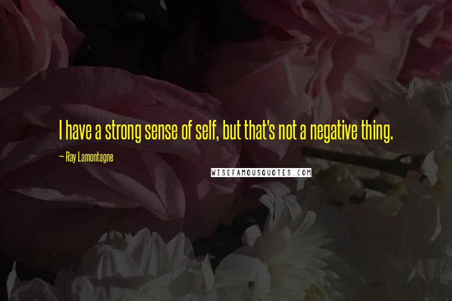 Ray Lamontagne quotes: I have a strong sense of self, but that's not a negative thing.