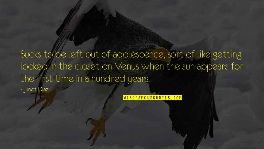 Ray Of Sun Quotes By Junot Diaz: Sucks to be left out of adolescence, sort Ray Of Sun Quotes By Junot Diaz: Sucks to be left out of adolescence, sort
