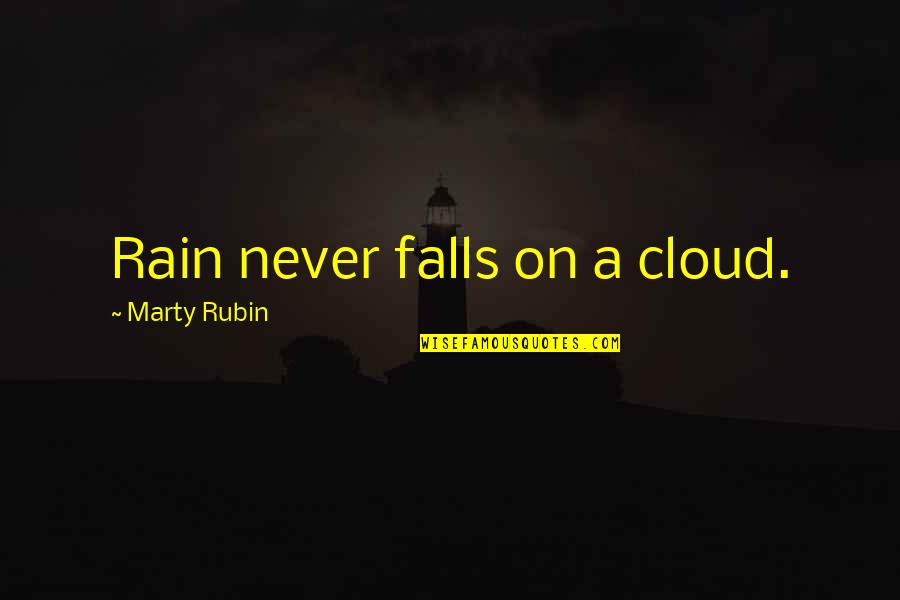 Ray Of Sunshine On A Cloudy Day Quotes By Marty Rubin: Rain never falls on a cloud.