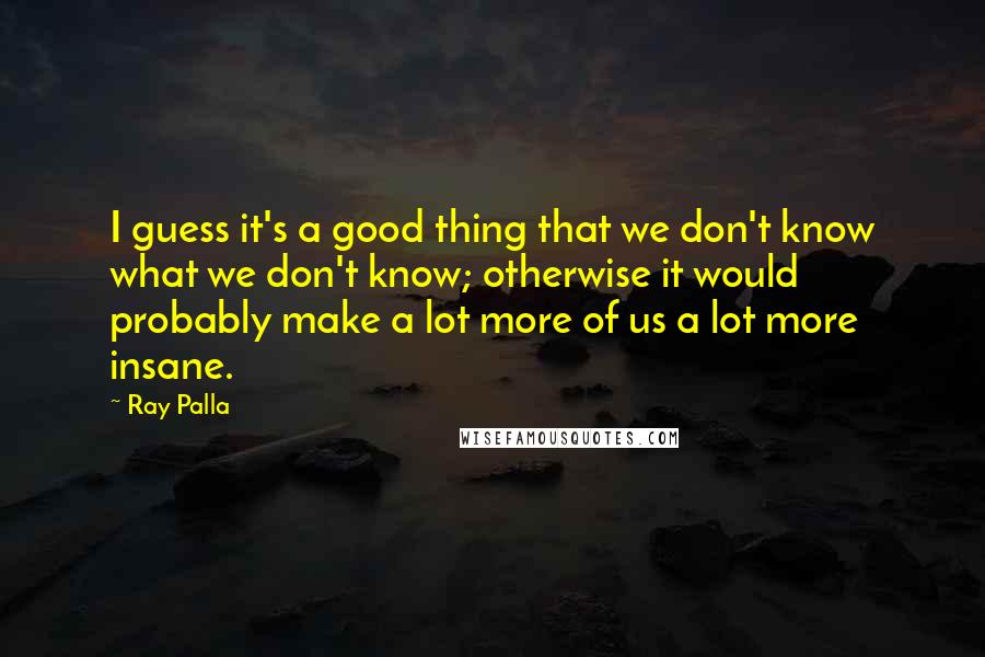 Ray Palla quotes: I guess it's a good thing that we don't know what we don't know; otherwise it would probably make a lot more of us a lot more insane.