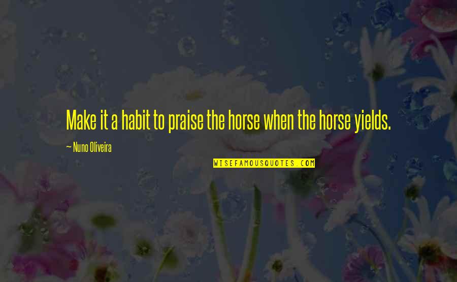 Ray Ray Mindless Behavior Quotes By Nuno Oliveira: Make it a habit to praise the horse